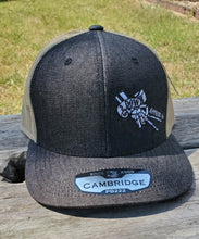 Load image into Gallery viewer, 2 Down Apparel Co. Embroidered Logo Snapback Cap - Black Denim Khaki Mesh