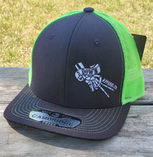 Load image into Gallery viewer, 2 Down Apparel Co. Embroidered Logo Snapback Cap - Black Neon Mesh