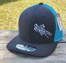 Load image into Gallery viewer, 2 Down Apparel Co. Embroidered Logo Snapback Cap - Black Neon Mesh