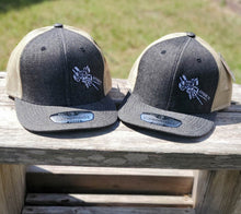 Load image into Gallery viewer, 2 Down Apparel Co. Embroidered Logo Snapback Cap - Black Denim Khaki Mesh