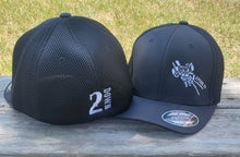 Load image into Gallery viewer, 2 Down Apparel Co. Embroidered Logo Performance Mesh Flex Fit Fitted Cap - Black