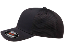 Load image into Gallery viewer, 2 Down Apparel Co. Embroidered Logo Performance Mesh Flex Fit Fitted Cap - Black