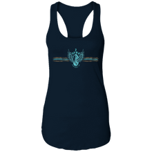 Load image into Gallery viewer, Leopard with Retro Tire in Turquoise Ladies Ideal Racerback Tank