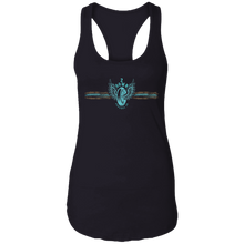 Load image into Gallery viewer, Leopard with Retro Tire in Turquoise Ladies Ideal Racerback Tank
