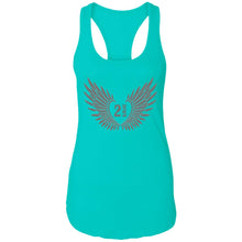 Load image into Gallery viewer, 2 Down Heart Angel Wings Ladies Ideal Racerback Tank