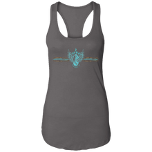 Load image into Gallery viewer, Leopard with Retro Tire in Turquoise Ladies Ideal Racerback Tank