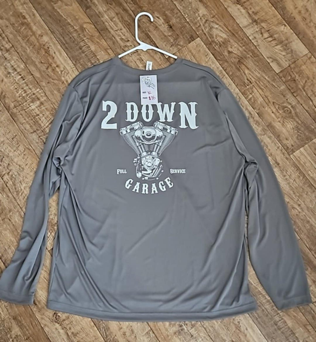 2 Down Garage Motor Moisture Wicking Dri Fit Shirt Long Sleeve (gray)