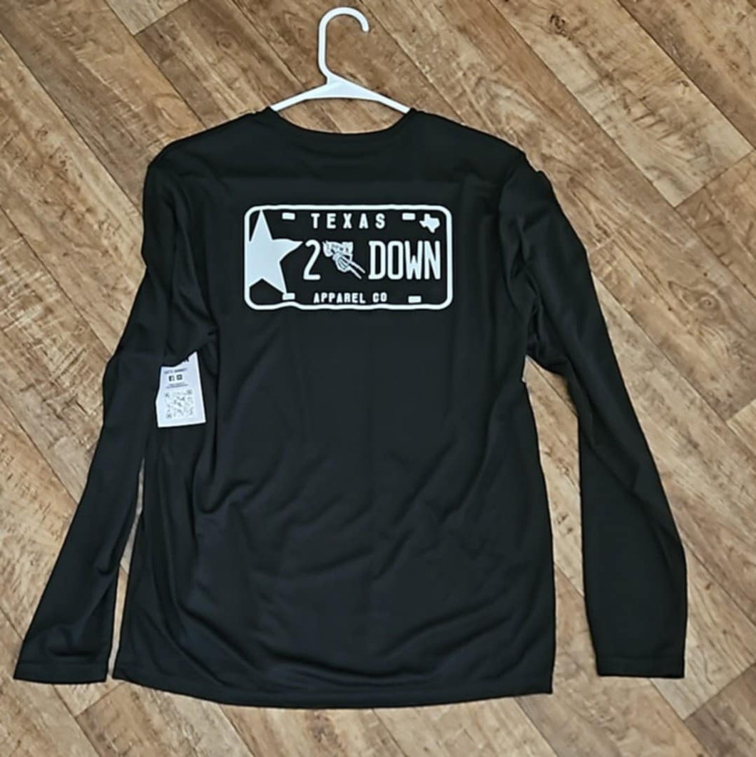 License Plate Moisture Wicking Dri Fit Shirt Long Sleeve (Black)