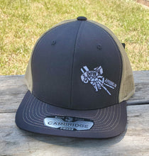 Load image into Gallery viewer, 2 Down Apparel Co. Embroidered Logo Snapback Cap - Black Khaki Mesh
