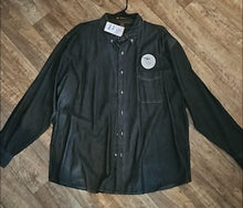 Load image into Gallery viewer, Men&#39;s Black Denim Long Sleeve Button Front Shirt with Logo Patch
