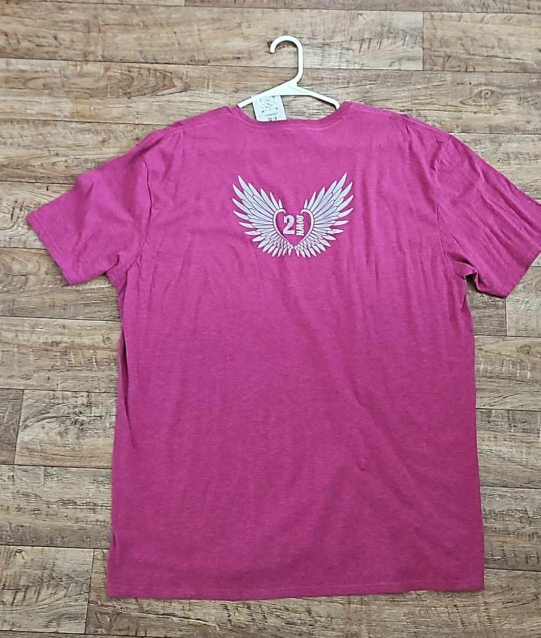 2 Down Angel Wing Short Sleeve Tee Fuchsia