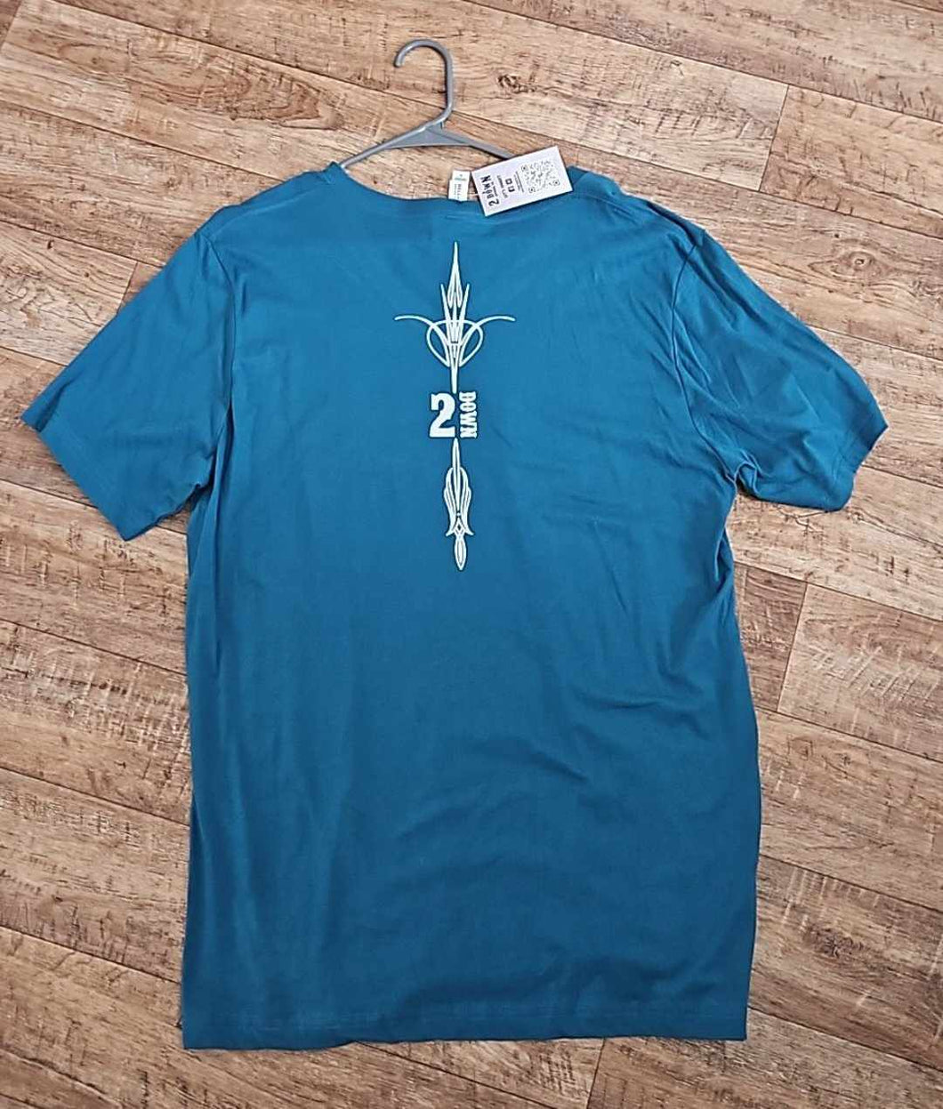 Deep Teal V Neck REFLECTIVE 2 Down Pinstripe T Shirt