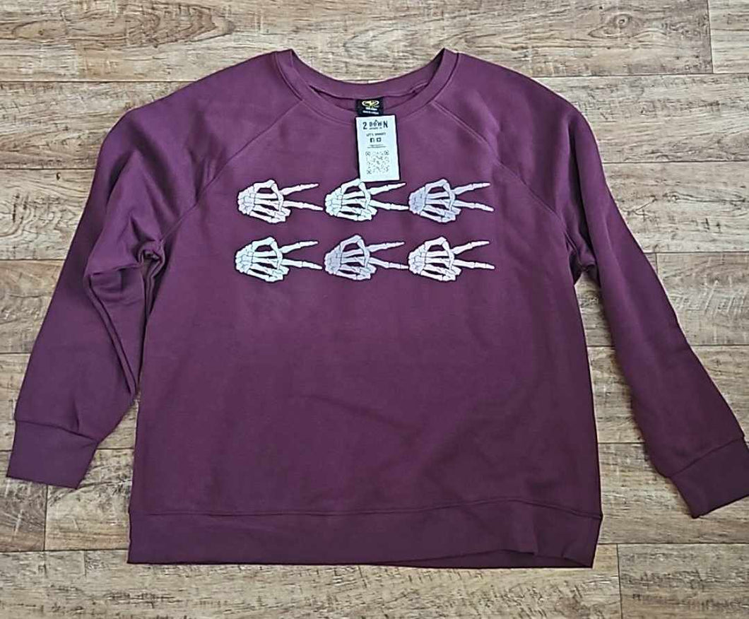 Maroon Finger Crew Neck Sweatshirt