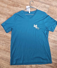 Load image into Gallery viewer, Deep Teal V Neck REFLECTIVE 2 Down Pinstripe T Shirt
