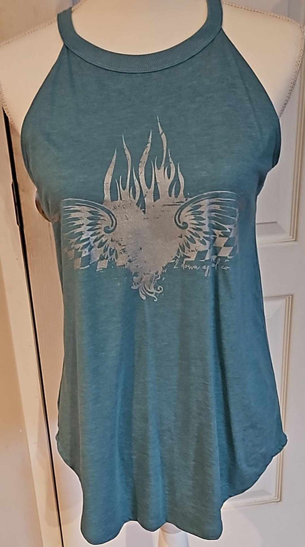 Racing Heart Rocker Tank (Heathered Teal)