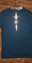 Load image into Gallery viewer, Deep Teal V Neck REFLECTIVE 2 Down Pinstripe T Shirt
