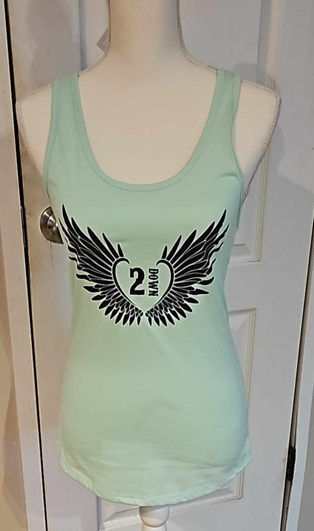 2 Down Angel Heart Wings Racer Back Tank (Mint)