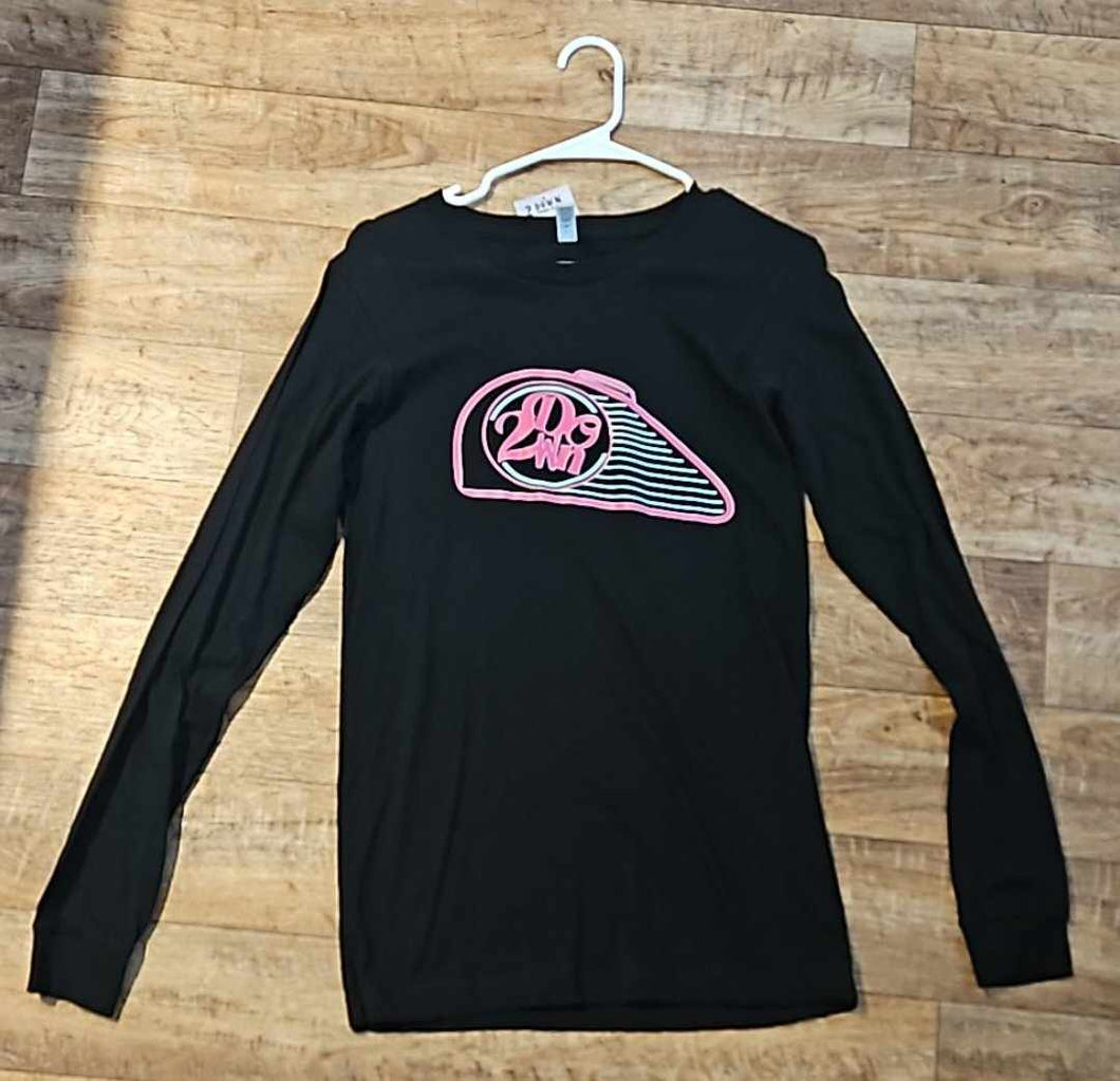 Pink Retro Gas Tank Black Long Sleeve T Shirt