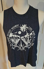 Load image into Gallery viewer, Desert Highway Cropped Racerback Tank - Heathered Denim Blue
