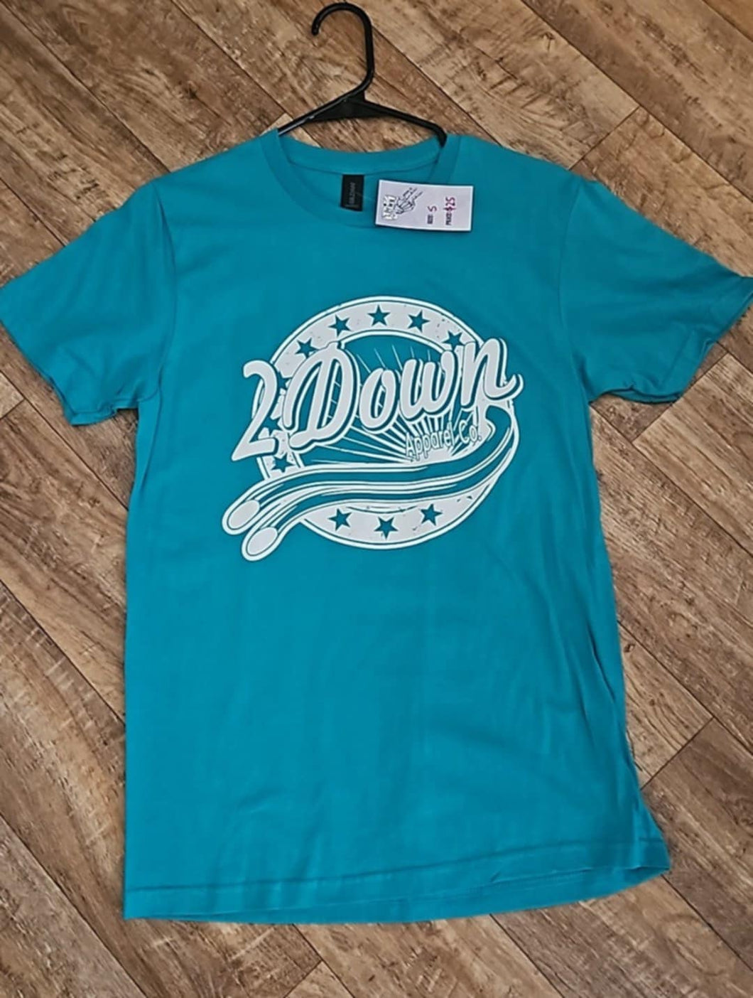 Retro Star and Exhaust Circle Logo Short Sleeve T-Shirt Deep Teal
