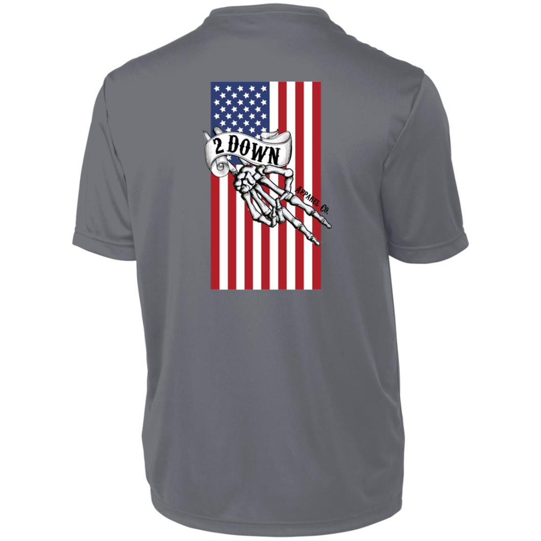 Patriotic Short Sleeve Moisture Wicking Dri Fit Shirt (Gray)