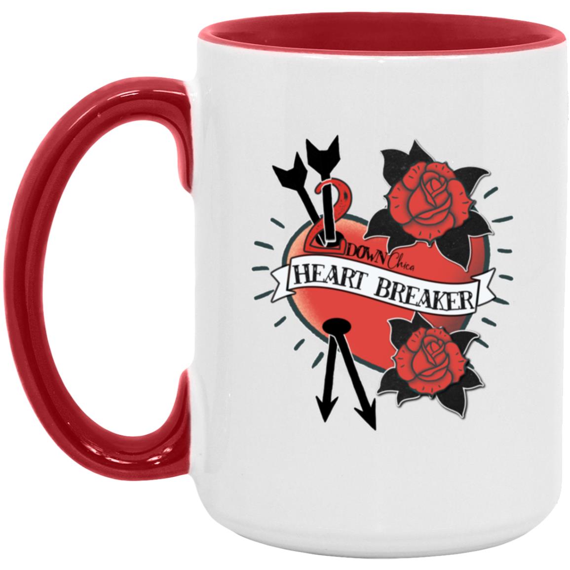 2 Down Heart Breaker 15oz Accent Mug