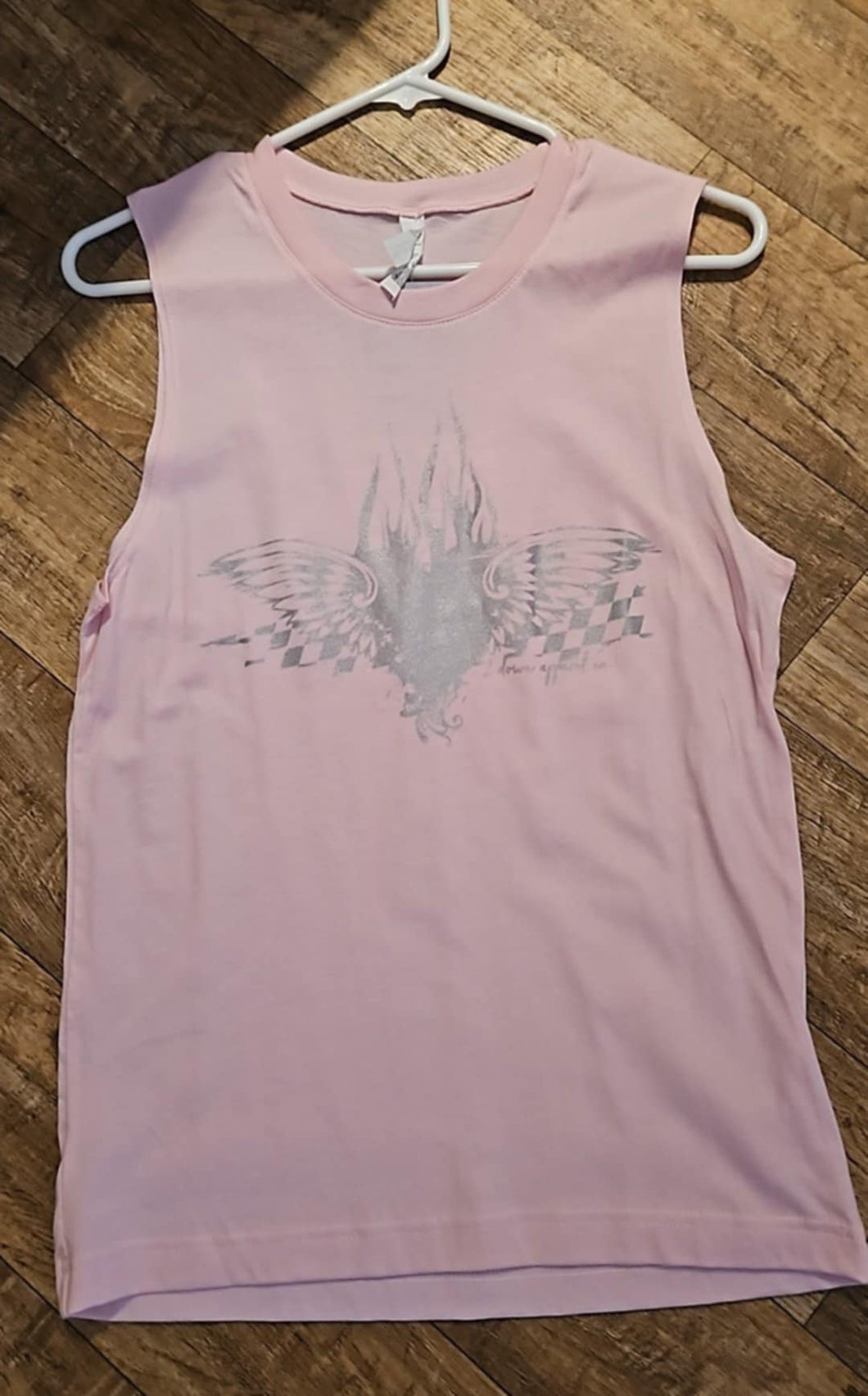 Racing Heart with Wings Pink Sleeveless Tank Top