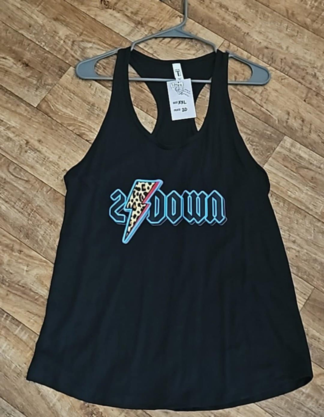 2 Down Rock N Roll Black Racerback Tank