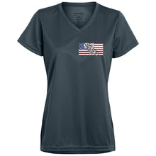 Load image into Gallery viewer, 2 Down Patriotic Ladies’ Moisture-Wicking V-Neck Tee
