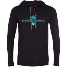 Load image into Gallery viewer, The Kaci Turquoise Leopard and Floral Skull  LS T-Shirt Hoodie
