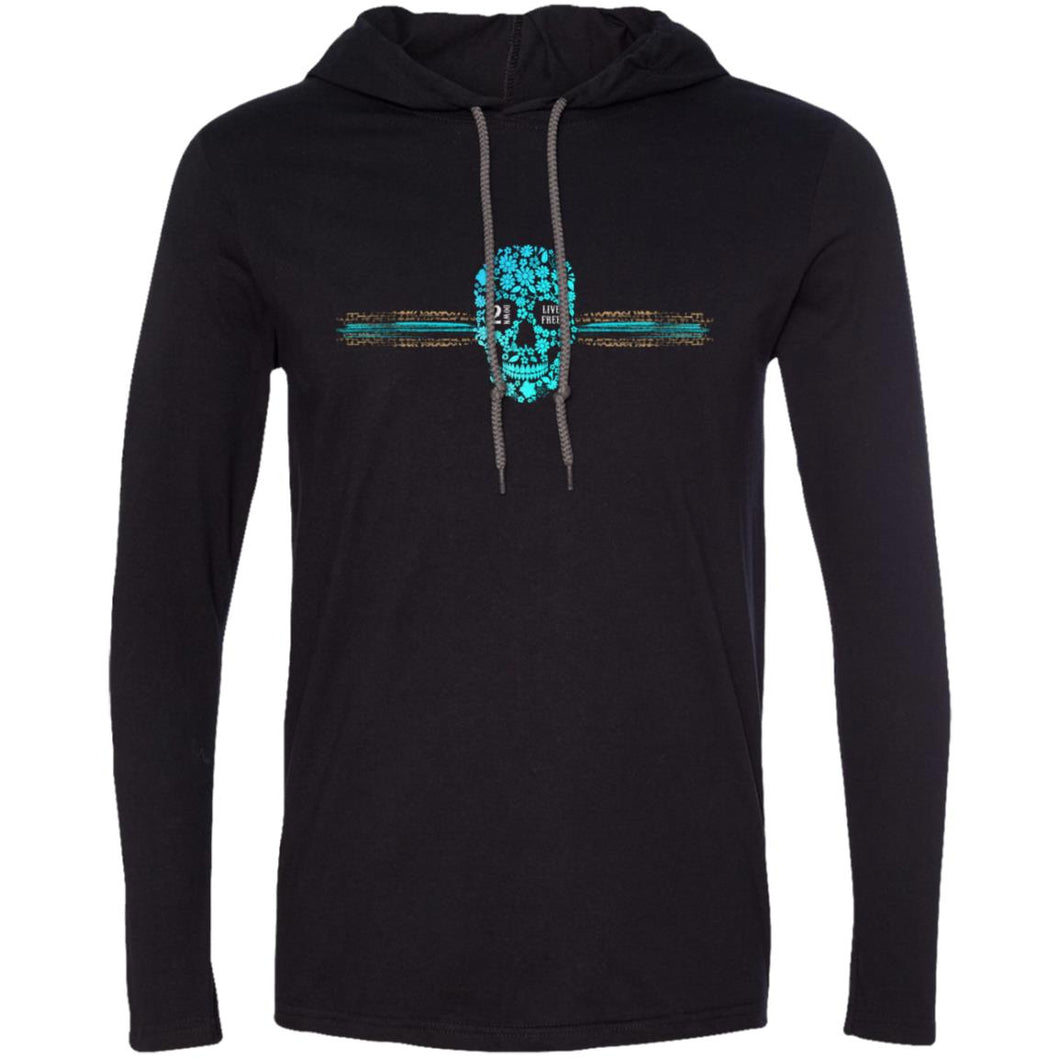 The Kaci Turquoise Leopard and Floral Skull  LS T-Shirt Hoodie