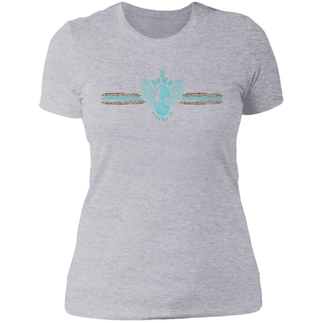 Leopard Retro Tire with Wings in Turquoise Ladies' Boyfriend T-Shirt