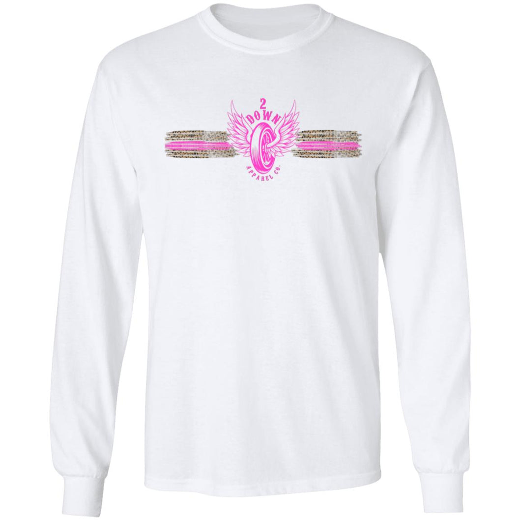 Retro Tire with Wings in Hot Pink LS Ultra Cotton T-Shirt