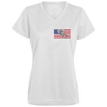 Load image into Gallery viewer, 2 Down Patriotic Ladies’ Moisture-Wicking V-Neck Tee
