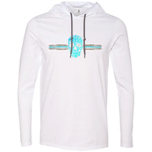 Load image into Gallery viewer, The Kaci Turquoise Leopard and Floral Skull  LS T-Shirt Hoodie
