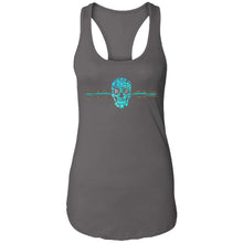 Load image into Gallery viewer, The Kaci Turquoise Leopard and Floral Skull Ladies Ideal Racerback Tank
