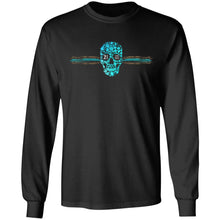 Load image into Gallery viewer, The Kaci Turquoise Leopard and Floral Skull  LS Ultra Cotton T-Shirt
