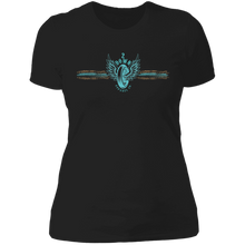 Load image into Gallery viewer, Leopard Retro Tire with Wings in Turquoise Ladies&#39; Boyfriend T-Shirt
