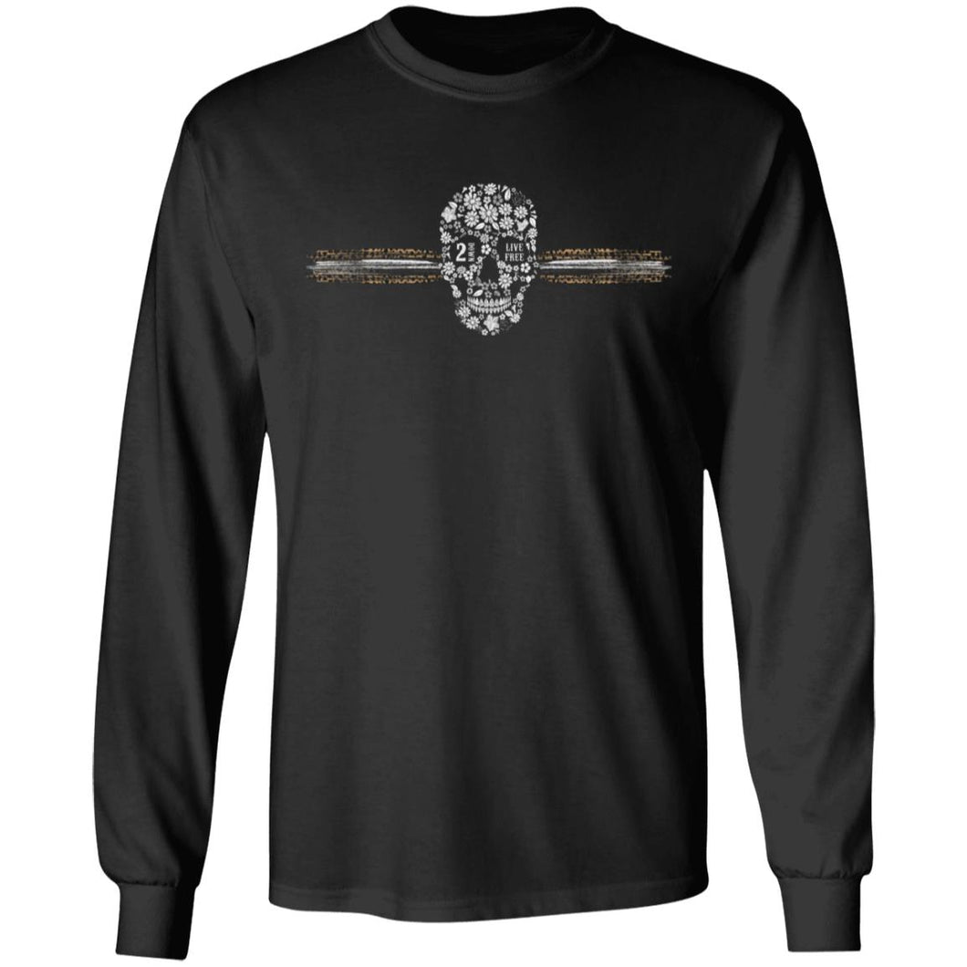 The Kaci Leopard and Floral Skull LS Ultra Cotton T-Shirt