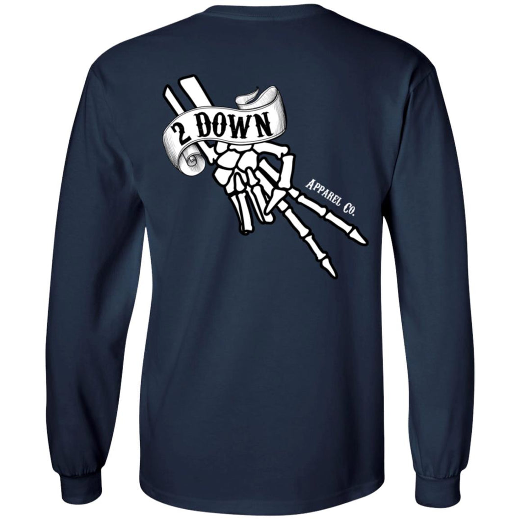 2 Down Logo Long Sleeve T Shirt - Navy Blue