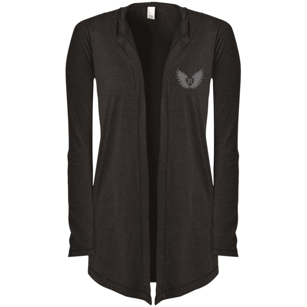 2 Down Heart Angel Wings Women's Hooded Cardigan