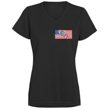 Load image into Gallery viewer, 2 Down Patriotic Ladies’ Moisture-Wicking V-Neck Tee
